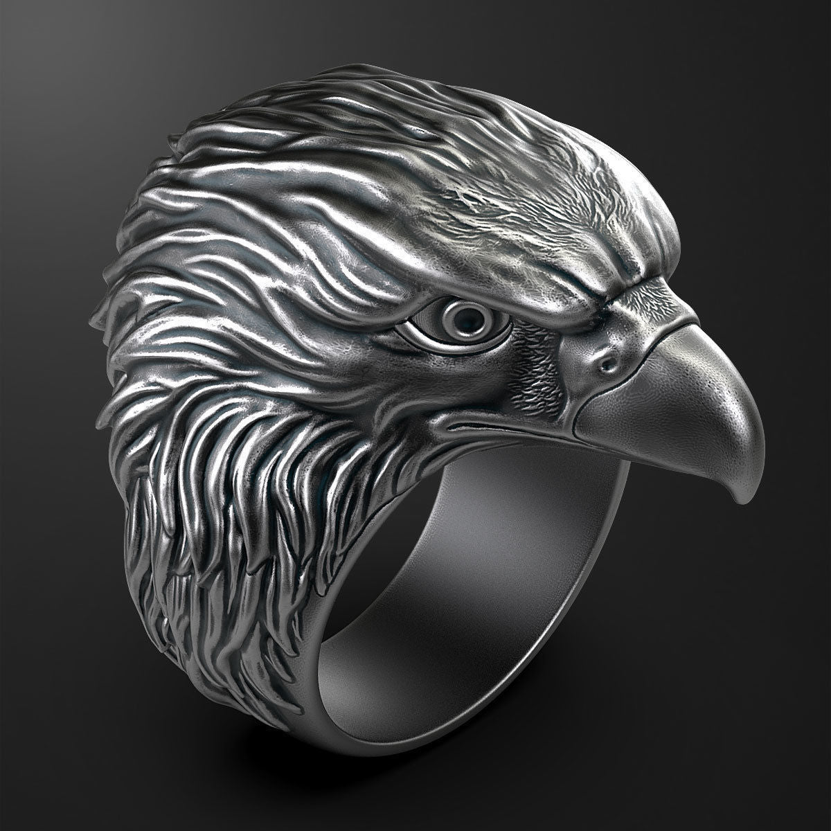 Sterling Silver Eagle Ring | Charm Diamond Centres