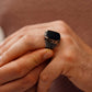 RARE PRINCE by CARAT SUTRA | Unique Turkish Style Ring with Natural Black Onyx | 925 Sterling Silver Oxidized Ring | Men's Jewelry | With Certificate of Authenticity and 925 Hallmark - caratsutra