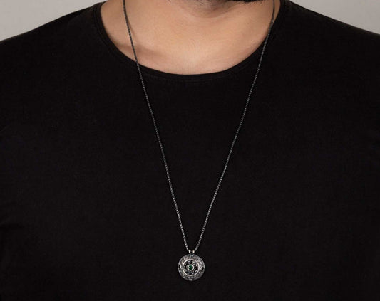 RARE PRINCE by CARAT SUTRA | Unique Designed Evil Eye Pendant for Men | 925 Sterling Silver Oxidized Pendant | Men's Jewelry | With Certificate of Authenticity and 925 Hallmark - caratsutra