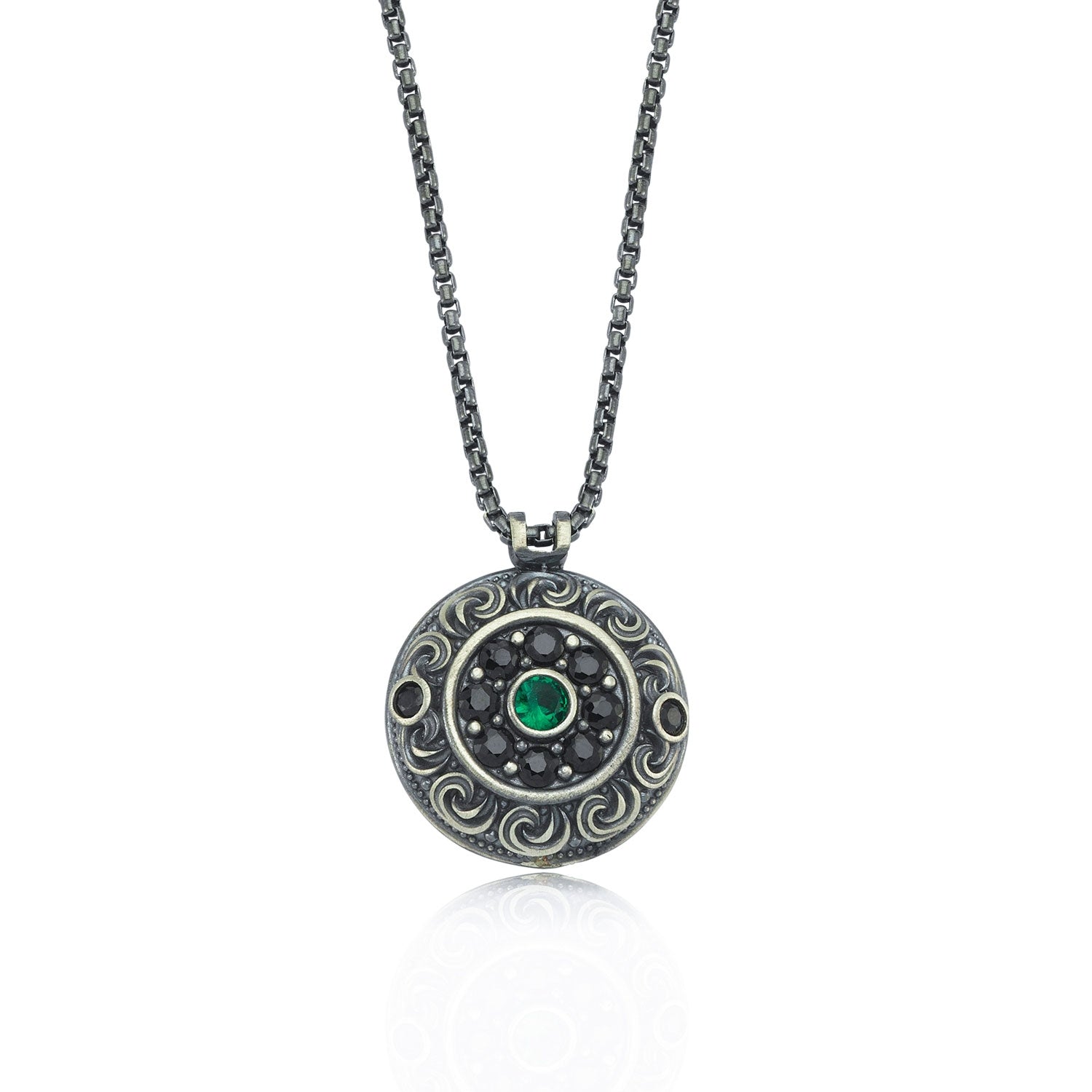 RARE PRINCE by CARAT SUTRA | Unique Designed Evil Eye Pendant for Men | 925 Sterling Silver Oxidized Pendant | Men's Jewelry | With Certificate of Authenticity and 925 Hallmark - caratsutra