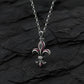RARE PRINCE by CARAT SUTRA | Unique Designed Fleur-De-Lis Symbol Pendant Studded with Pink & Black Zircons for Men | 925 Sterling Silver Oxidized Pendant | Men's Jewelry | With Certificate of Authenticity and 925 Hallmark - caratsutra