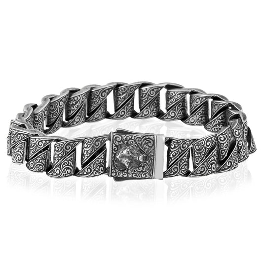 RARE PRINCE by CARAT SUTRA | Unique Vintage Oxidized Wolf Bracelet | 925 Sterling Silver Bracelet | Men's Jewelry | With Certificate of Authenticity and 925 Hallmark - caratsutra