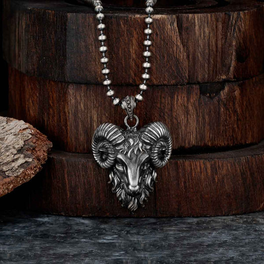 RARE PRINCE by CARAT SUTRA | Unique Designed Horned Ram Pendant for Aries Zodiac for Men | 925 Sterling Silver Oxidized Pendant | Men's Jewelry | With Certificate of Authenticity and 925 Hallmark - caratsutra
