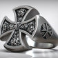 RARE PRINCE by CARAT SUTRA | Unique Designed Cross Ring with Roses | 925 Sterling Silver Oxidized Ring | Men's Jewelry | With Certificate of Authenticity and 925 Hallmark