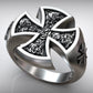 RARE PRINCE by CARAT SUTRA | Unique Designed Cross Ring with Roses | 925 Sterling Silver Oxidized Ring | Men's Jewelry | With Certificate of Authenticity and 925 Hallmark
