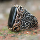 RARE PRINCE by CARAT SUTRA | Unique Turkish Style Ring with Natural Black Onyx | 925 Sterling Silver Oxidized Ring | Men's Jewelry | With Certificate of Authenticity and 925 Hallmark - caratsutra