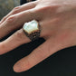 RARE PRINCE by CARAT SUTRA | Unique Turkish Style Ring with Natural Pearl | 925 Sterling Silver Oxidized Ring | Men's Jewelry | With Certificate of Authenticity and 925 Hallmark - caratsutra