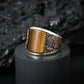 RARE PRINCE by CARAT SUTRA | Unique Designed Turkish Style Curved Ring with Natural Tiger Eye | 925 Sterling Silver Gold Plated Ring | Men's Jewelry | With Certificate of Authenticity and 925 Hallmark - caratsutra