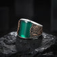RARE PRINCE by CARAT SUTRA | Unique Designed Turkish Style Curved Ring with Green Onyx  | 925 Sterling Silver Gold Plated Ring | Men's Jewelry | With Certificate of Authenticity and 925 Hallmark - caratsutra