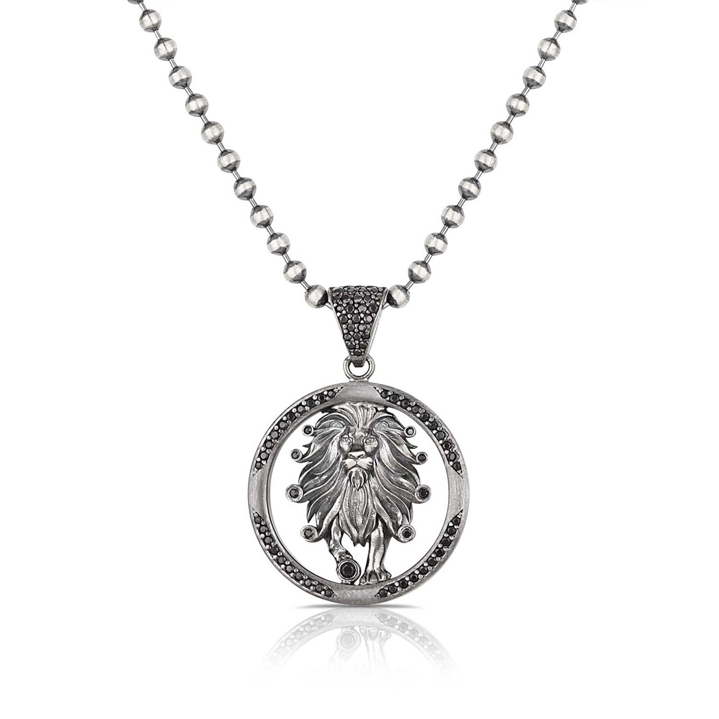 RARE PRINCE by CARAT SUTRA | Unique Leo Zodiac Designed Pendant Studded with Black Zircons | Unisex 925 Sterling Silver Oxidized Pendant | Men's Jewelry | With Certificate of Authenticity and 925 Hallmark - caratsutra