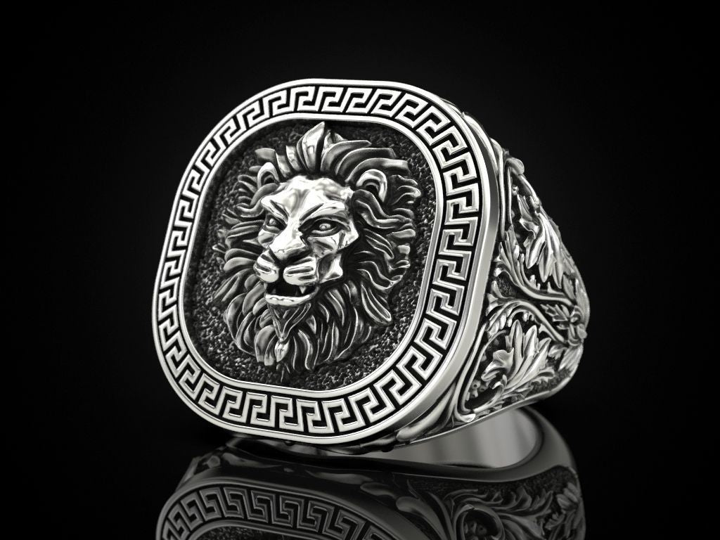 LINSION 925 Sterling Silver Roaring Lion Ring Mens Punk Ring TA385 US Size  7~16