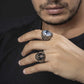 RARE PRINCE by CARAT SUTRA | Unique Handmade Turkish Style Sailor's Anchor Ring with Natural Black Onyx | 925 Sterling Silver Oxidized Ring | Men's Jewelry | With Certificate of Authenticity and 925 Hallmark - caratsutra