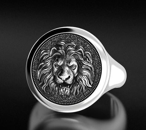 RARE PRINCE by CARAT SUTRA | Unique Designed Lion Signet Ring | 925 Sterling Silver Oxidized Ring | Men's Jewelry | With Certificate of Authenticity and 925 Hallmark - caratsutra