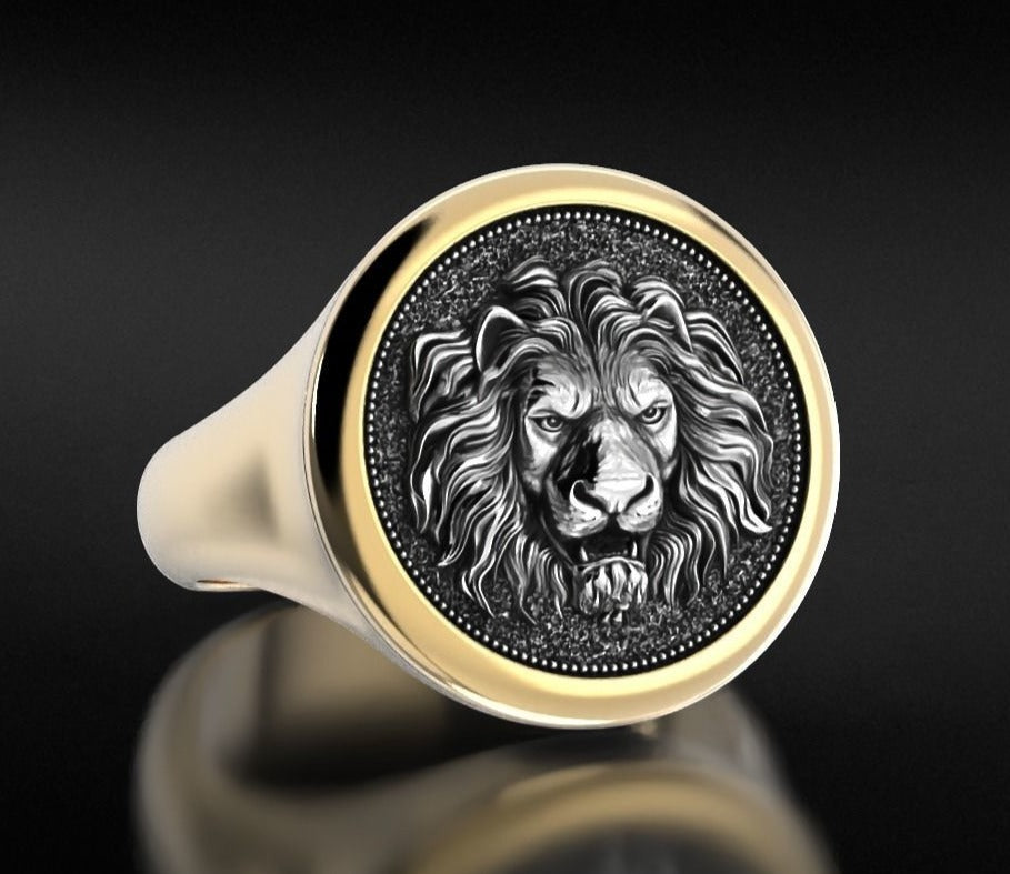 Jagsun Mens Lion Head Ring,Lion Signet Ring, Lion Face Ring स्टेनलेस स्टील  क्यूबिक ज़िरकोनिया स्टर्लिग सिल्वर, सोना प्लेटेड रिंग Price in India - Buy  Jagsun Mens Lion Head Ring,Lion Signet Ring ...