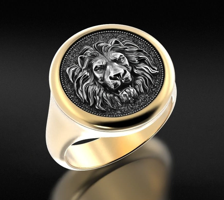 RARE PRINCE by CARAT SUTRA | Unique Designed Lion Signet Ring | 925 Sterling Silver Oxidized Ring | Men's Jewelry | With Certificate of Authenticity and 925 Hallmark - caratsutra
