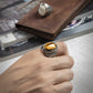 RARE PRINCE by CARAT SUTRA | Unique Turkish Style Ring with Natural Tiger Eye | 925 Sterling Silver Oxidized Ring | Men's Jewelry | With Certificate of Authenticity and 925 Hallmark - caratsutra