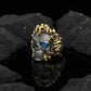 RARE PRINCE by CARAT SUTRA | Unique Designed Burning Head Skull Ring | 925 Sterling Silver Black Rhodium & Gold Plated Ring | Men's Jewelry | With Certificate of Authenticity and 925 Hallmark - caratsutra
