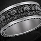 RARE PRINCE by CARAT SUTRA | Unique Designed Band Ring Skull & Fleur De Lis | 925 Sterling Silver Oxidized Ring | Men's Jewelry | With Certificate of Authenticity and 925 Hallmark - caratsutra