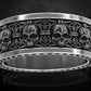 RARE PRINCE by CARAT SUTRA | Unique Designed Band Ring Skull & Fleur De Lis | 925 Sterling Silver Oxidized Ring | Men's Jewelry | With Certificate of Authenticity and 925 Hallmark - caratsutra