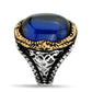 RARE PRINCE by CARAT SUTRA | Unique Turkish Style Ring with S Sapphire | 925 Sterling Silver Oxidized Ring | Men's Jewelry | With Certificate of Authenticity and 925 Hallmark - caratsutra