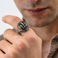 RARE PRINCE by CARAT SUTRA | Unique Handmade Turkish Style Libra Zodiac Ring for Librans | 925 Sterling Silver Oxidized Ring | Men's Jewelry | With Certificate of Authenticity and 925 Hallmark - caratsutra