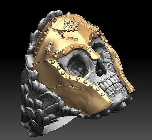 RARE PRINCE by CARAT SUTRA | Unique Designed Warrior Skull Ring | 925 Sterling Silver Oxidized Ring | Men's Jewelry | With Certificate of Authenticity and 925 Hallmark - caratsutra