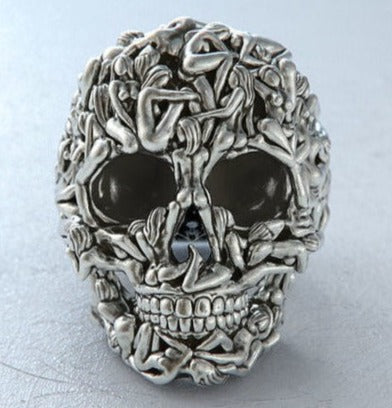 RARE PRINCE by CARAT SUTRA | Unique Designed Women's Body Skull Ring | 925 Sterling Silver Oxidized Ring | Men's Jewelry | With Certificate of Authenticity and 925 Hallmark - caratsutra