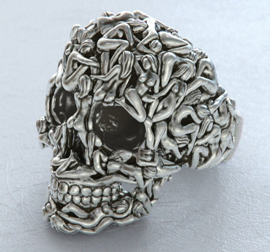 RARE PRINCE by CARAT SUTRA | Unique Designed Women's Body Skull Ring | 925 Sterling Silver Oxidized Ring | Men's Jewelry | With Certificate of Authenticity and 925 Hallmark - caratsutra