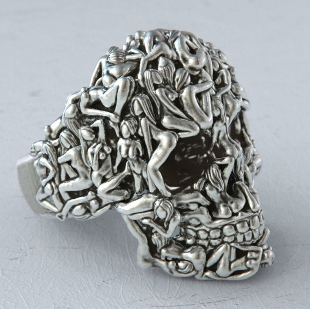 RARE PRINCE by CARAT SUTRA | Unique Designed Women's Body Skull Ring | 925 Sterling Silver Oxidized Ring | Men's Jewelry | With Certificate of Authenticity and 925 Hallmark - caratsutra