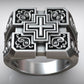 RARE PRINCE by CARAT SUTRA | Unique Designed Signet Cross Ring in Square Pattern | 925 Sterling Silver Oxidized Ring | Men's Jewelry | With Certificate of Authenticity and 925 Hallmark
