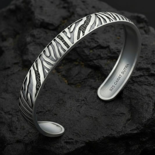 RARE PRINCE by CARAT SUTRA | Adjustable Modern Style Bangle/kadaa/Handcuff for Men & Boys | 925 Sterling Silver Bracelet | Men's Jewelry | With Certificate of Authenticity and 925 Hallmark - caratsutra