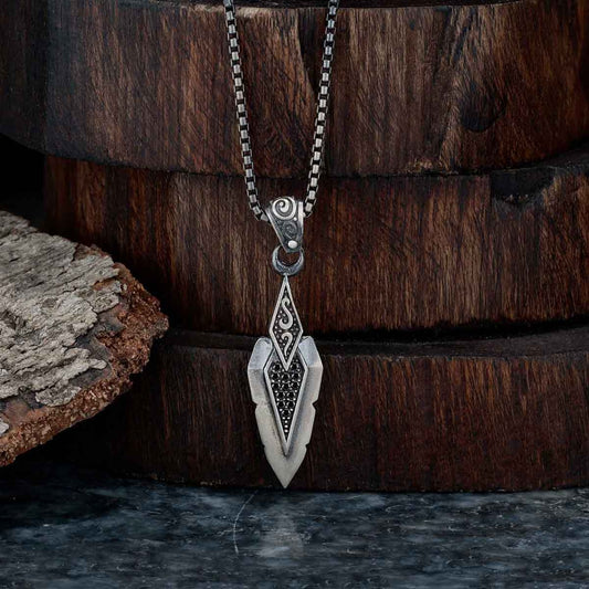 RARE PRINCE by CARAT SUTRA | Unique Designed Sword Blade Pendant for Men | 925 Sterling Silver Oxidized Pendant | Men's Jewelry | With Certificate of Authenticity and 925 Hallmark - caratsutra