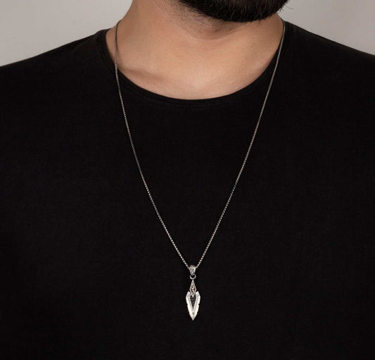 RARE PRINCE by CARAT SUTRA | Unique Designed Sword Blade Pendant for Men | 925 Sterling Silver Oxidized Pendant | Men's Jewelry | With Certificate of Authenticity and 925 Hallmark - caratsutra